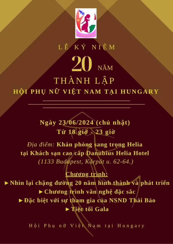 THƯ MỜI LỄ KỶ NIỆM 20 NĂM THÀNH LẬP HỘI PHỤ NỮ VIỆT NAM TẠI HUNGARY