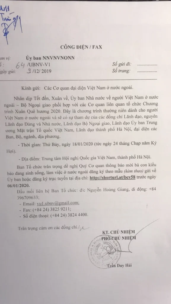 Thông tin về chương trình Xuân Quê hương 2020