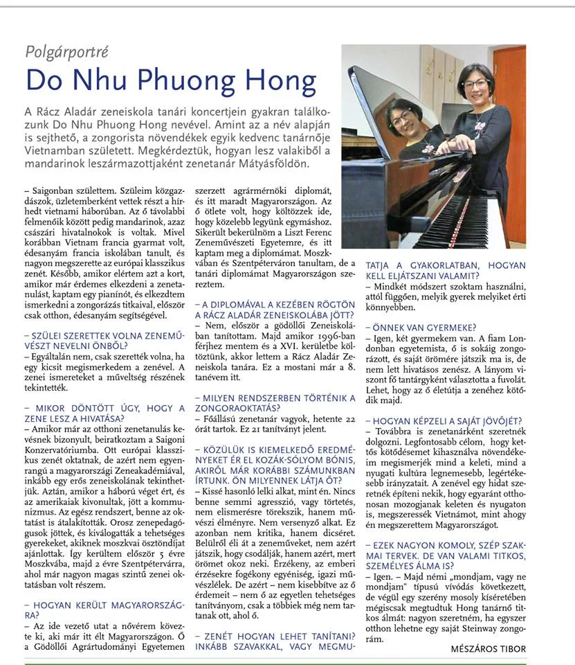 Xin chia sẻ thông tin từ bạn ĐỗNhư Phương Hồng với bài viết trên trang báo Hungary về bạn và thành công của học trò bạn trong…