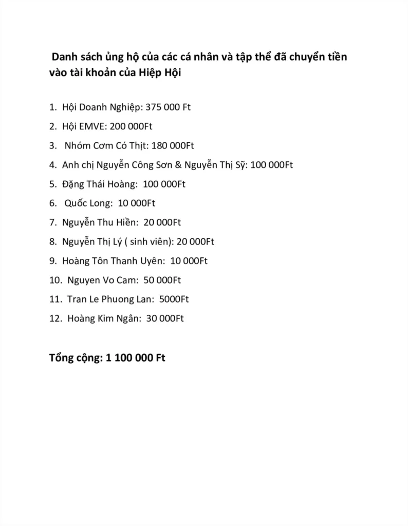Tổng kết đợt vận động bà con cộng đồng ủng hộ, giúp đỡ người Việt từ Ucraina qua Hungary lánh nạn chiến tranh.