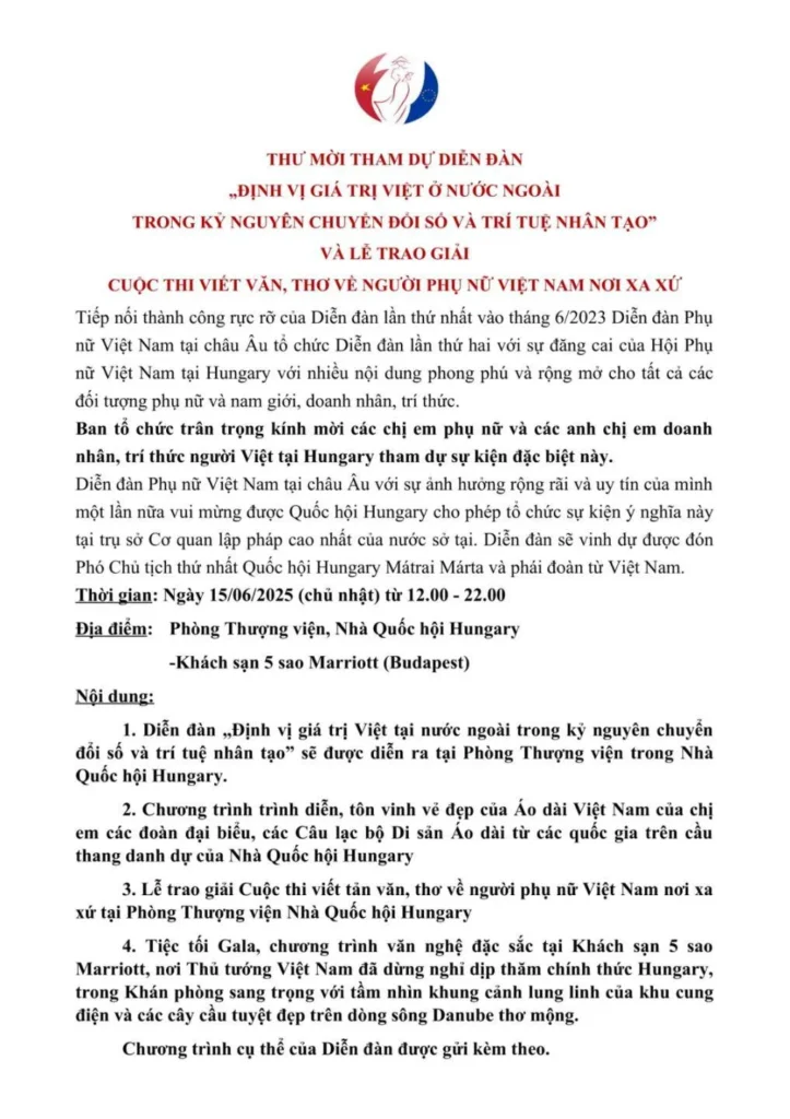 THƯ MỜI THAM DỰ DIỄN ĐÀN
